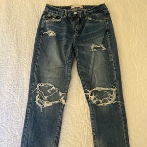 Garage Ripped Dark Wash Boyfriend High-Waisted Jeans